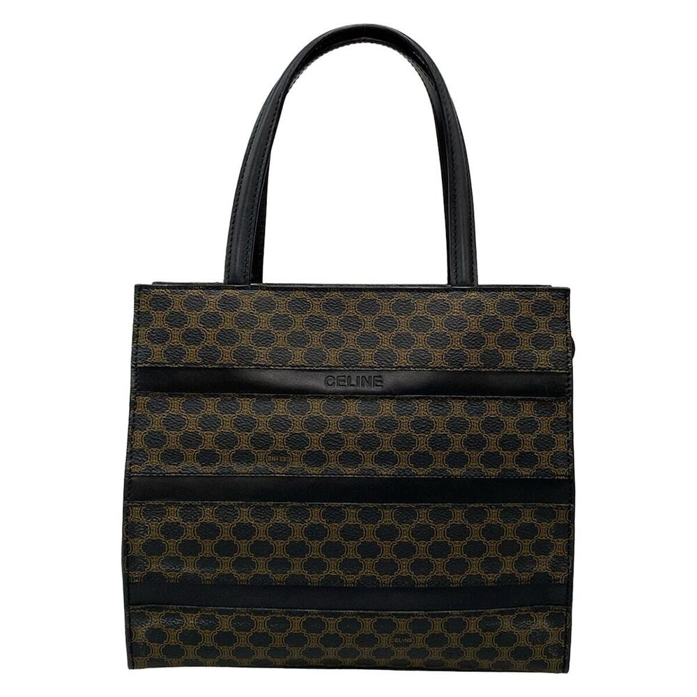 CELINE Macadam Handbag Black Brown Leather